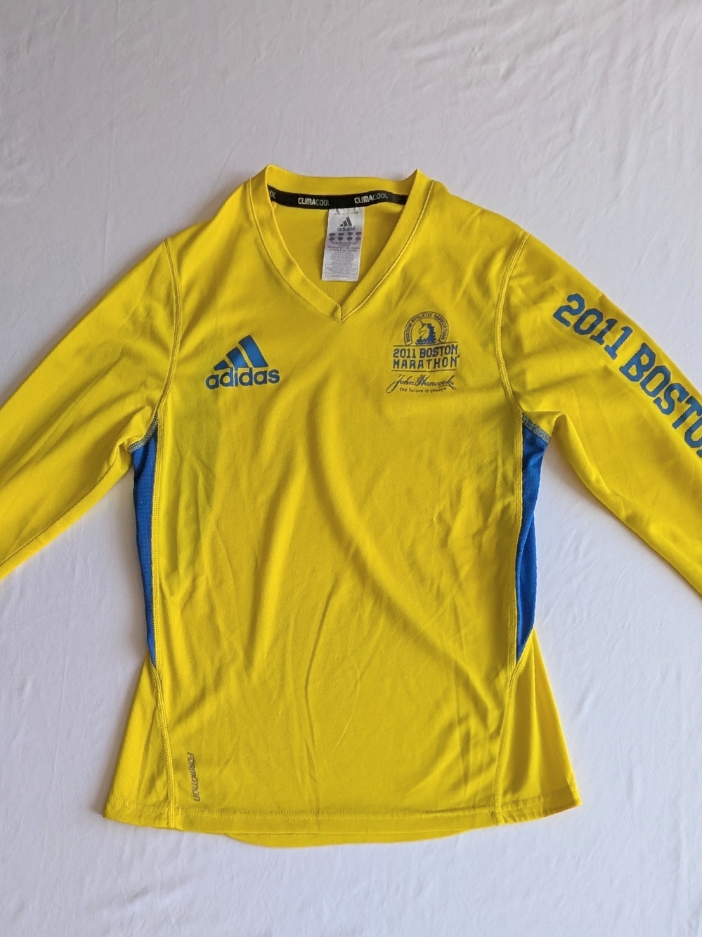 Adidas 2011 Boston Marathon Yellow Long Sleeve Top